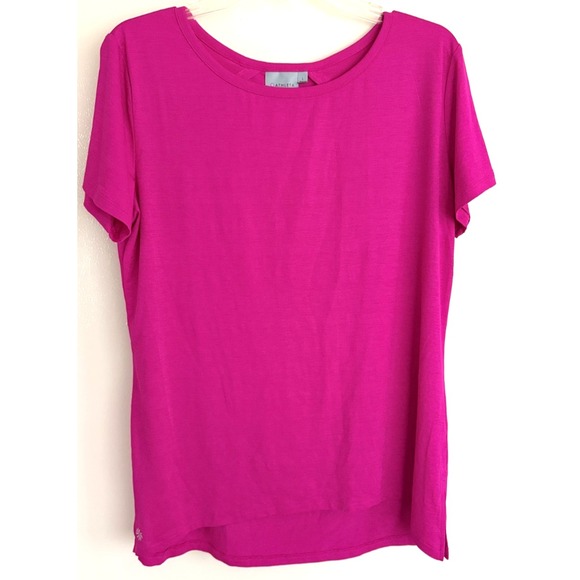 Athleta Shirt Womens Large Pink Open Back Cutout Short Sleeve Lightweight Top - Picture 1 of 16